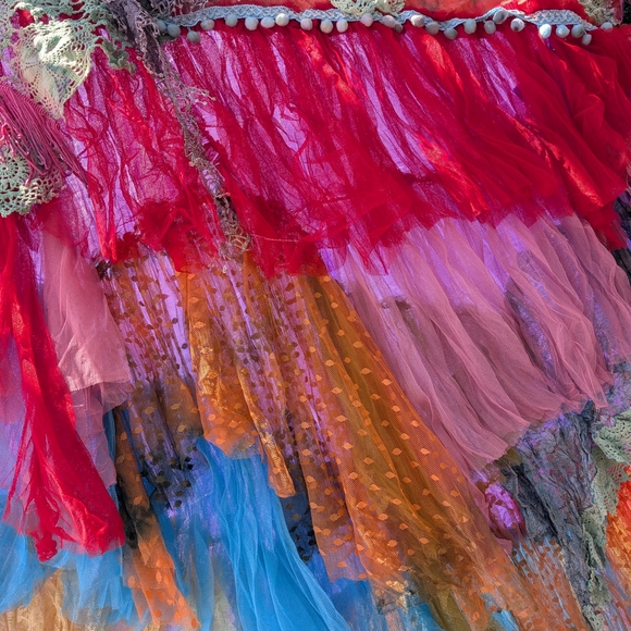 Colorful festival Boho Tulle Gypsy wrap lace Layer floral boho maxi skirt M L XL - Picture 8 of 12